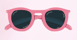 Pink sunglasses with dark lenses
