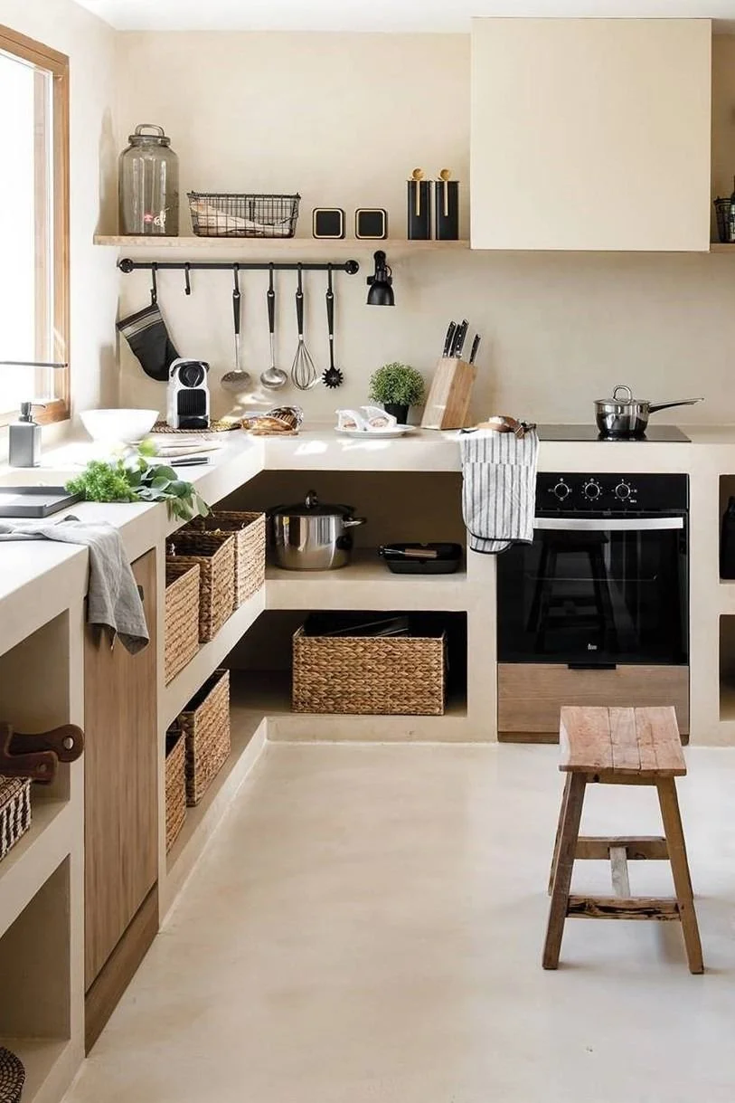 Le béton cellulaire pour une cuisine sur mesure rustique chic - © ladecodalice.fr
