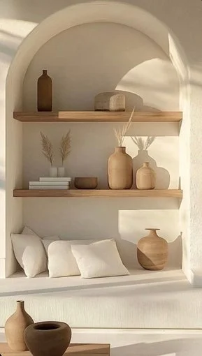 Niche décorative sur mesure Arche Blanc & Bois / Inspirations Architecture d'Intérieur Marseille / © WEEKLY VILLAS Pinterest