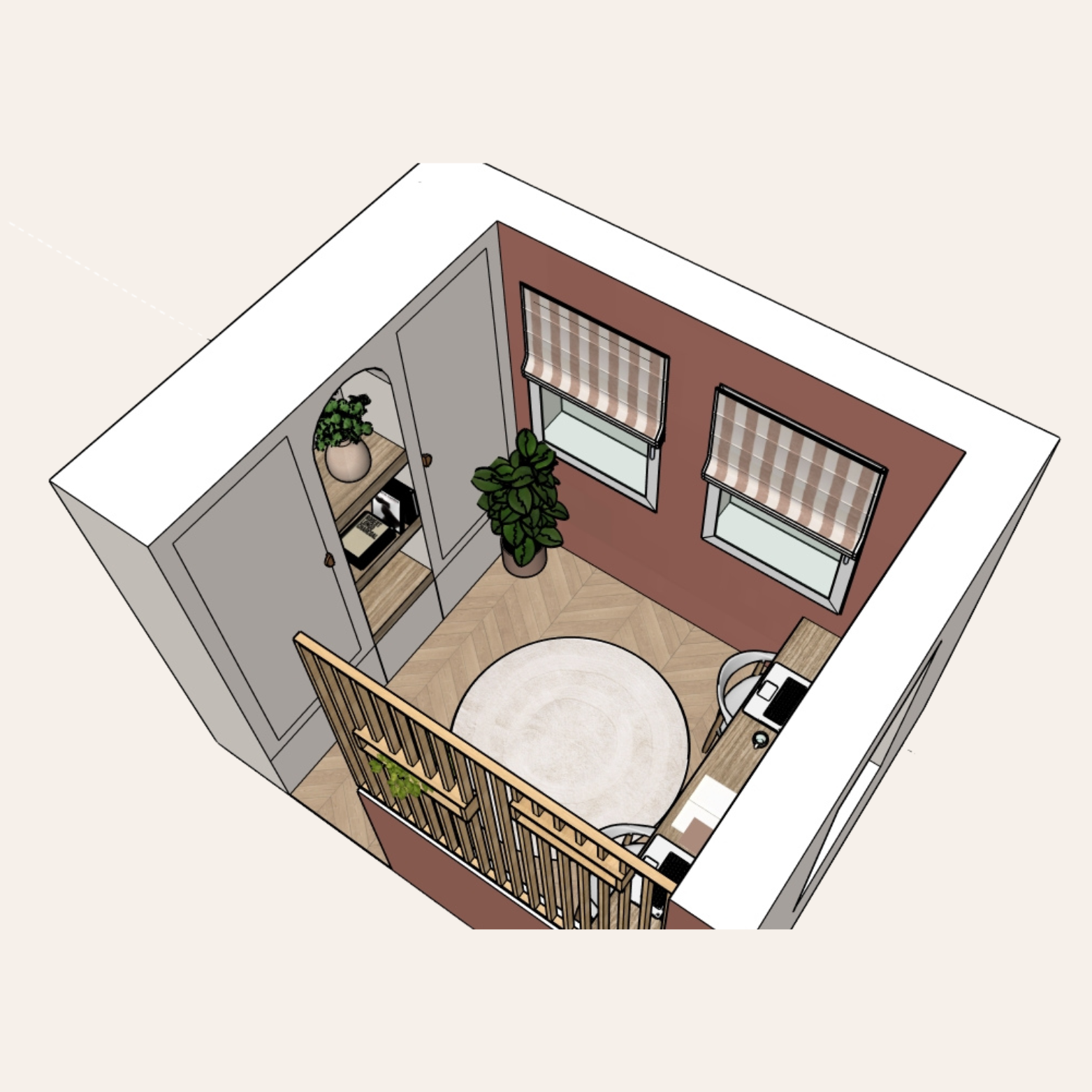 Design 3D - Projet bureau avec meubles intégrés sur mesure
