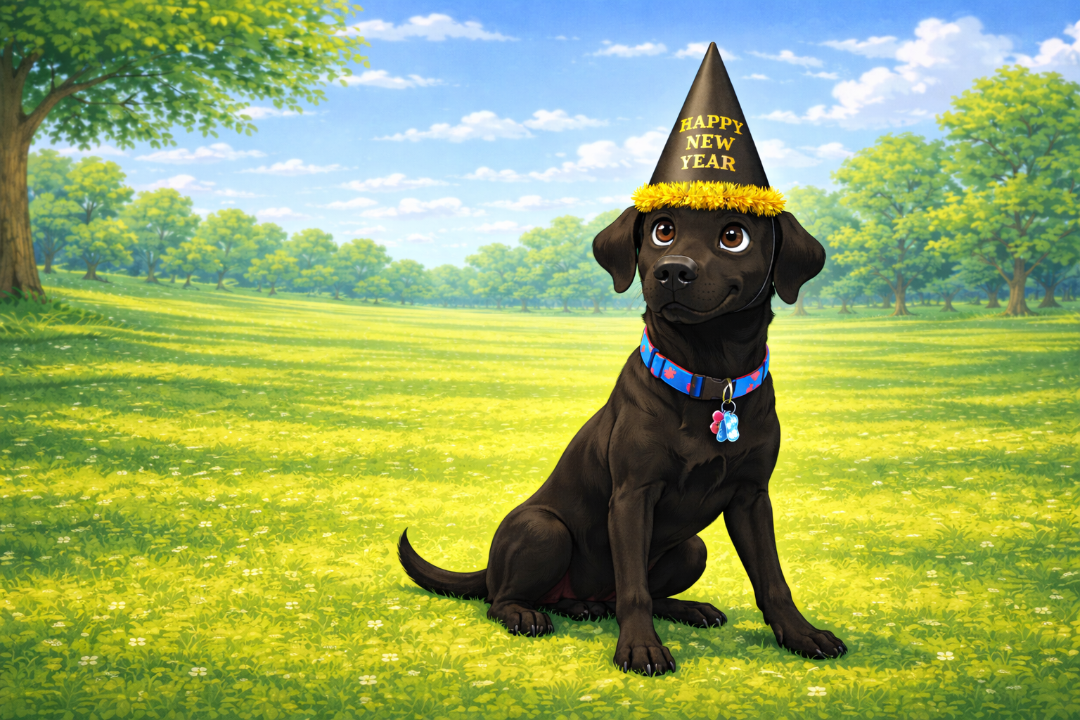 Dog sitting on grassy field