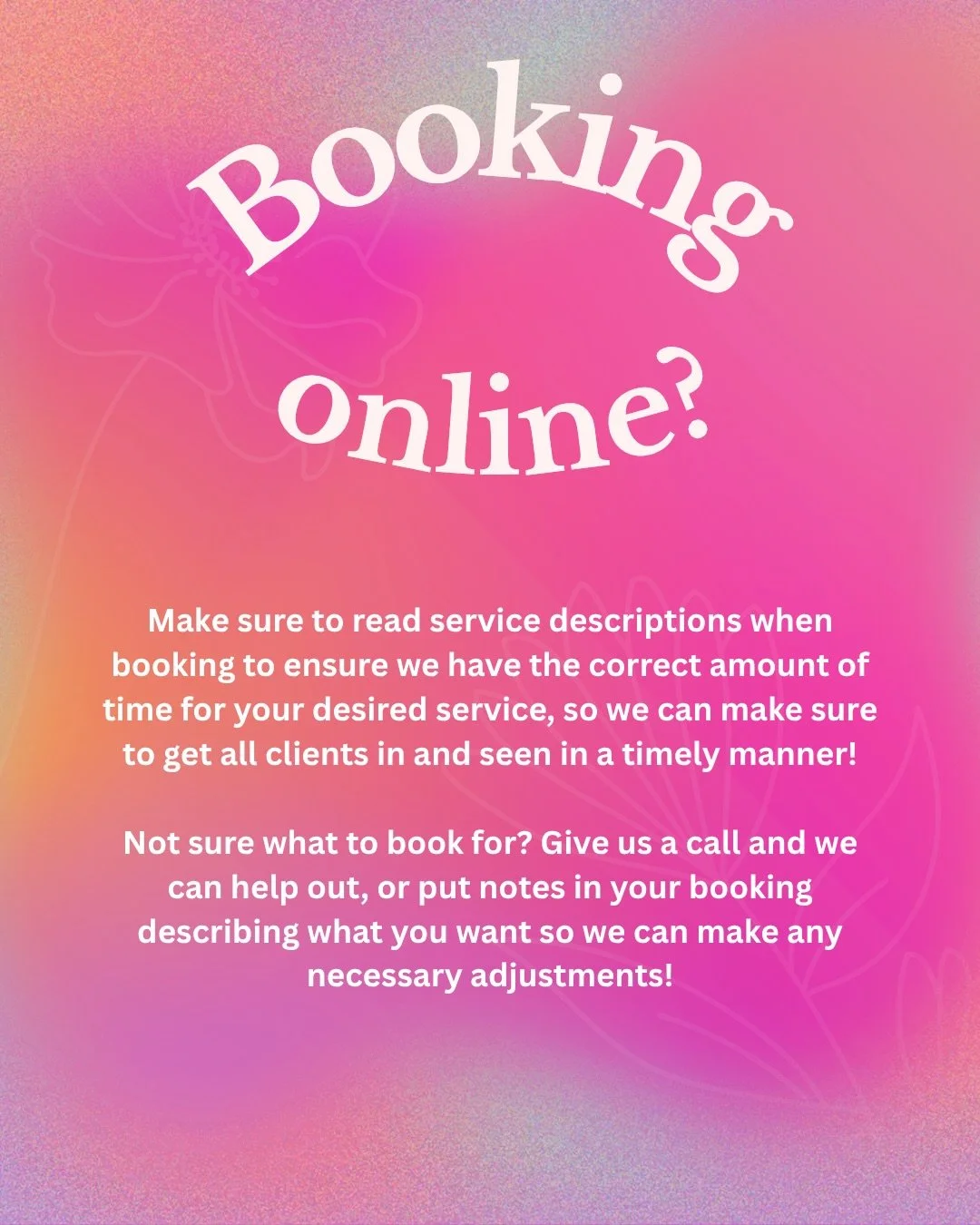 We know online booking, while convenient, can be a little tricky at times and we want to help make it as simple and seamless for you as possible! If you want to book online but don&rsquo;t know what to book, just contact your stylist or our front des