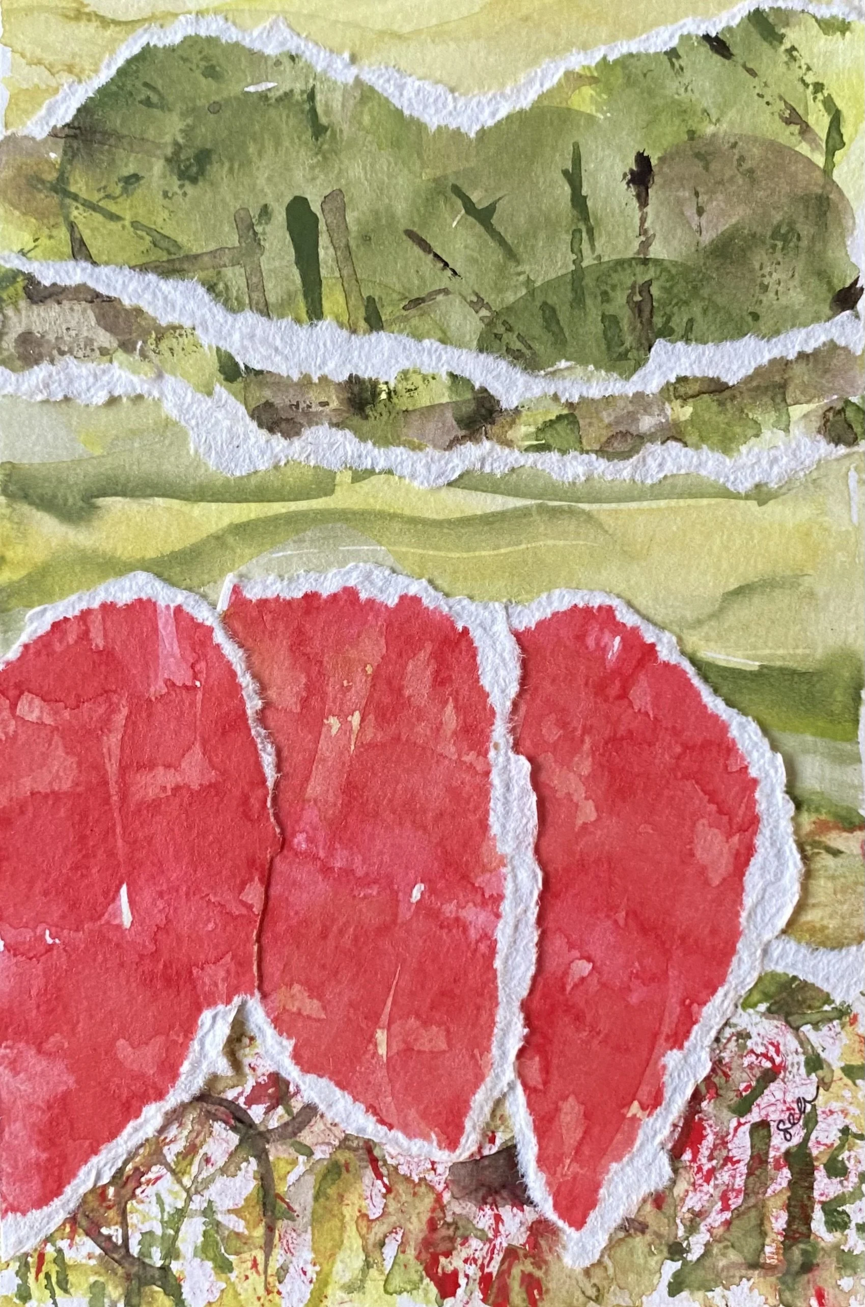 Red Canoes, Herrick Lake 2025, 4"x6"