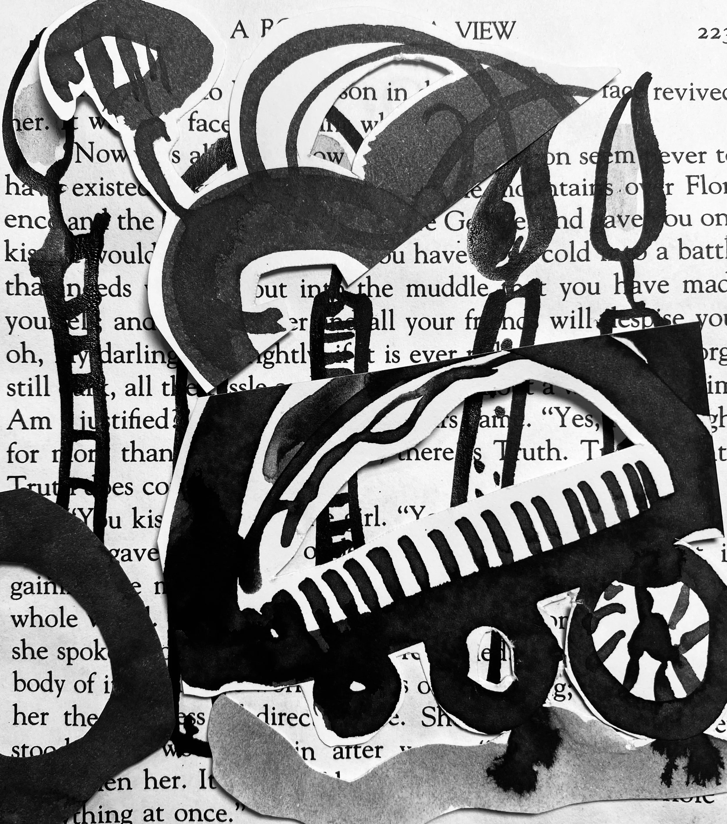 Untitled 2023, 4" x 4.5" mixed media collage