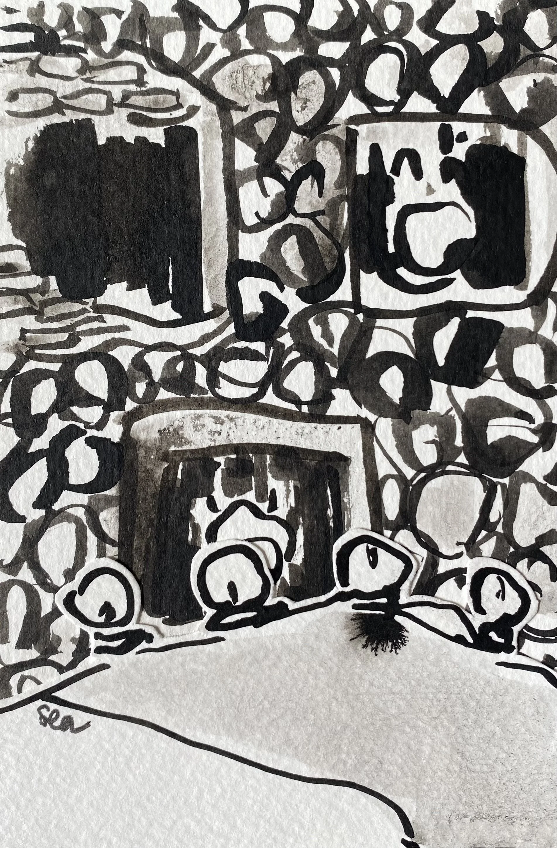 Untitled 2026, 4"x6" ink collage