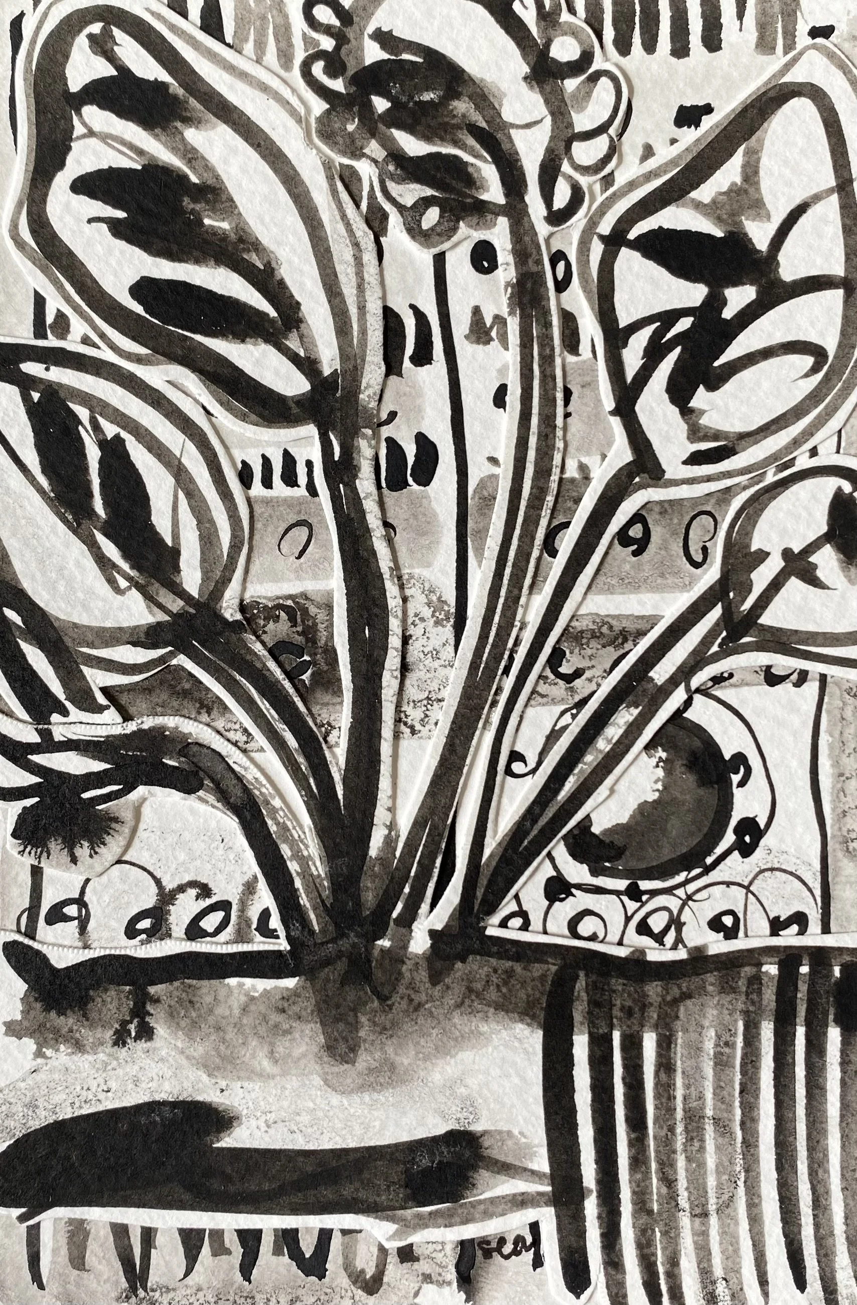 Untitled 2026, 4"x6" ink collage