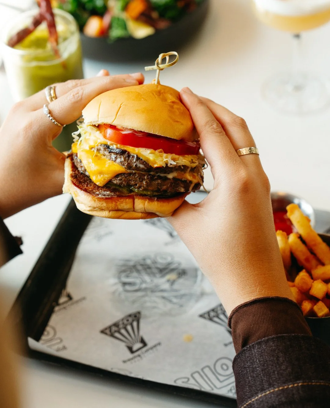 Both hands required. Meet the Silo Double Cheeseburger.