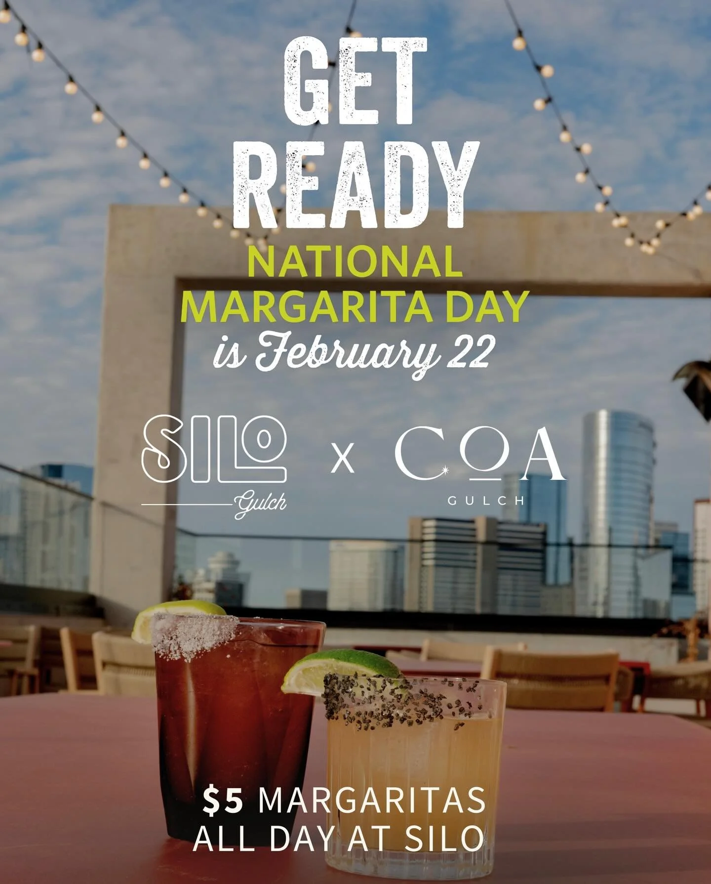 National Margarita Day is tomorrow (February 22) and we&rsquo;re making it worth your while. 🍹

To celebrate, and to toast our sister property @coanashville opening March 6th, we&rsquo;re doing $5 margaritas all day at Silo.

Pick from three COA-ins