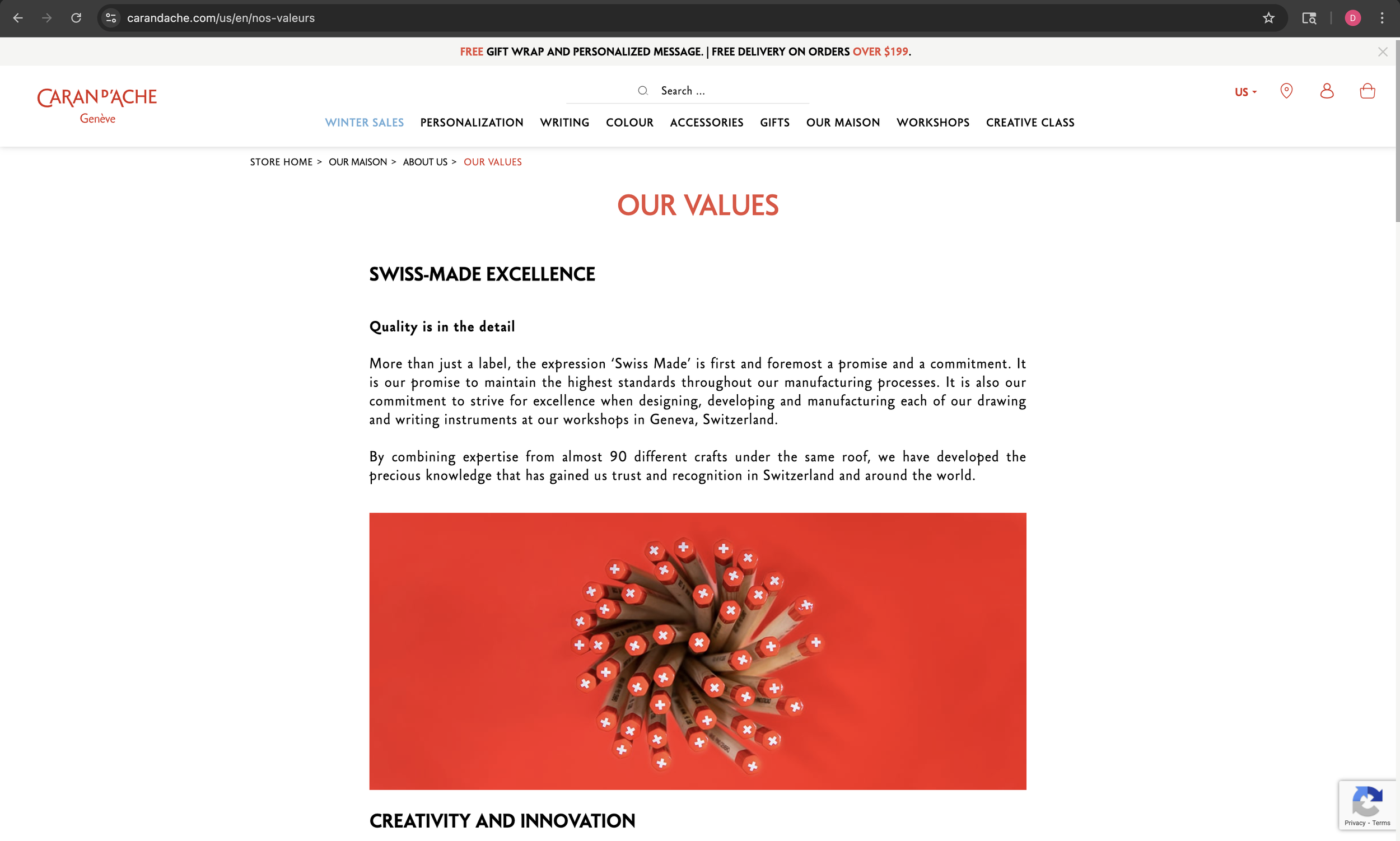 Caran d'Ache Values Page