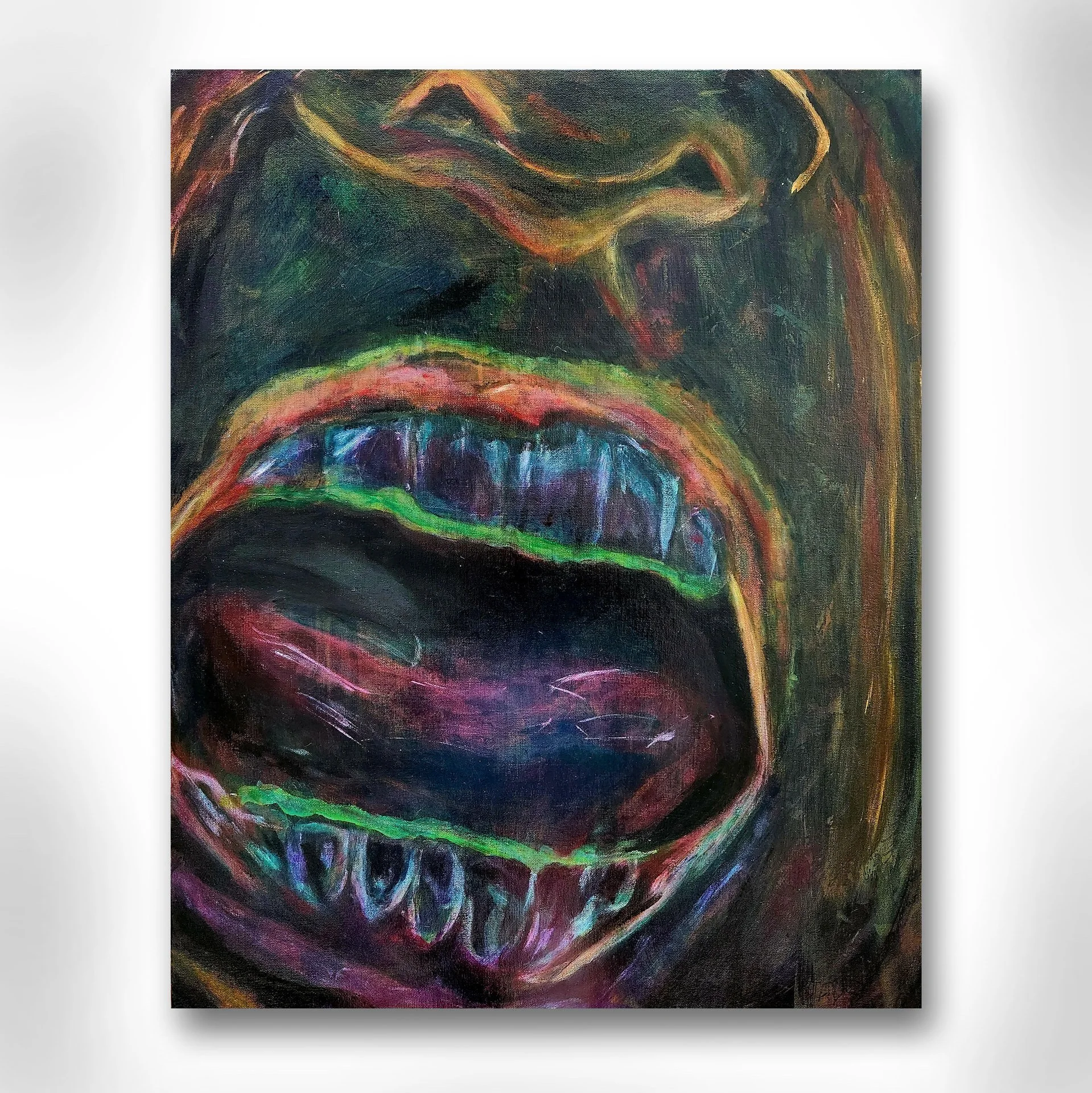 Mouth Force One, 2025. Acrylic on canvas – 30 x 24 x 1.5 in.