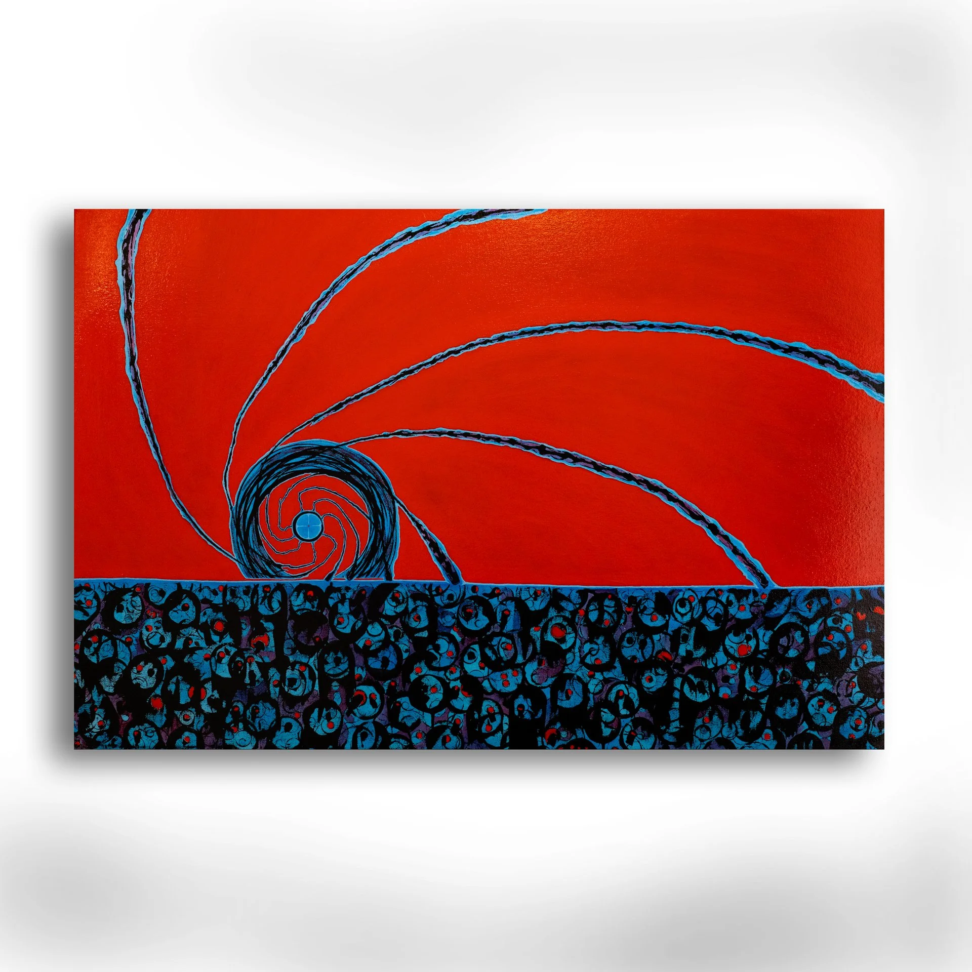 Rifling, 2024. Acrylic on canvas – 24 x 36 x 1.5 in.