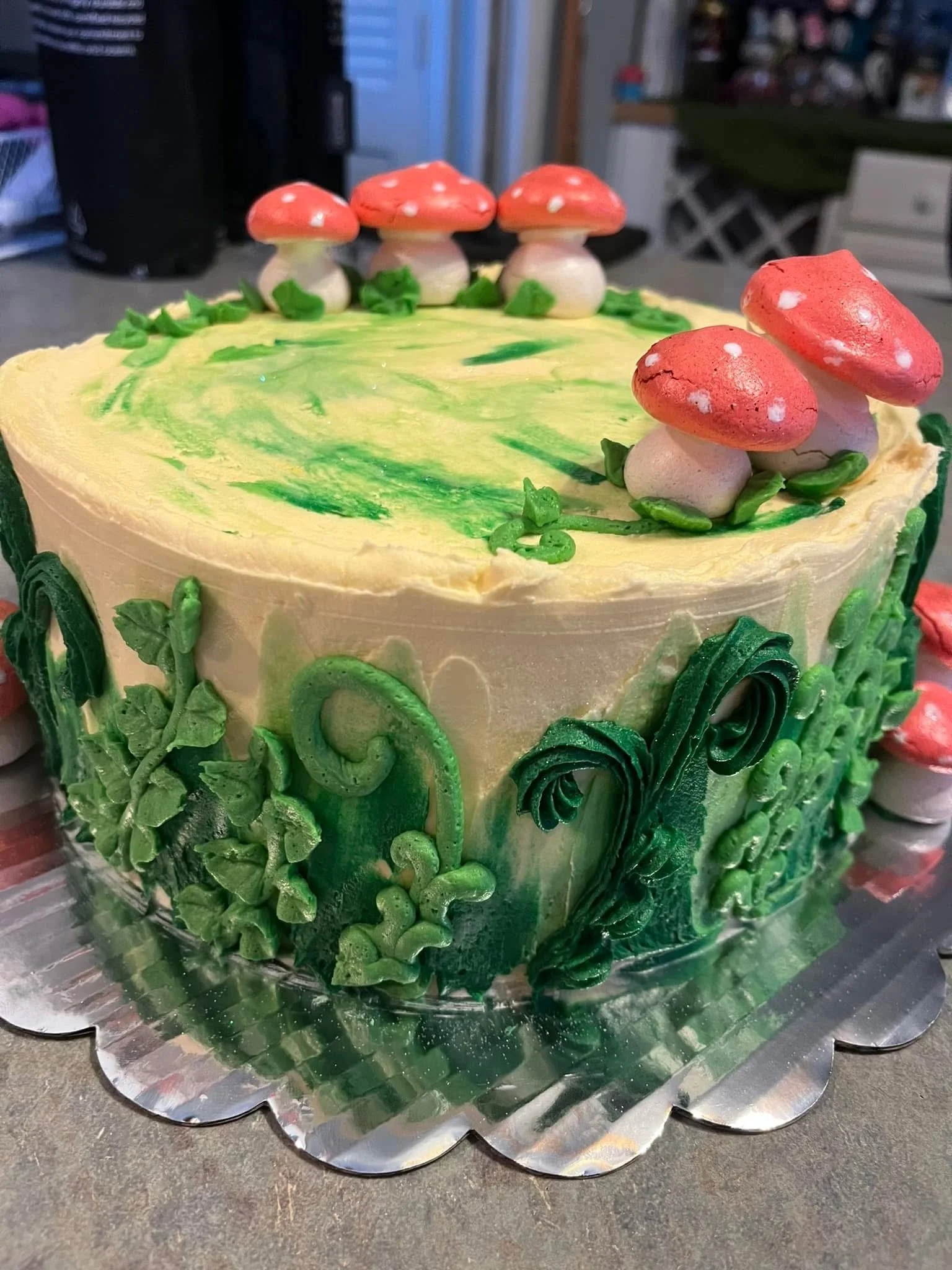 mushroom garden cake.JPG
