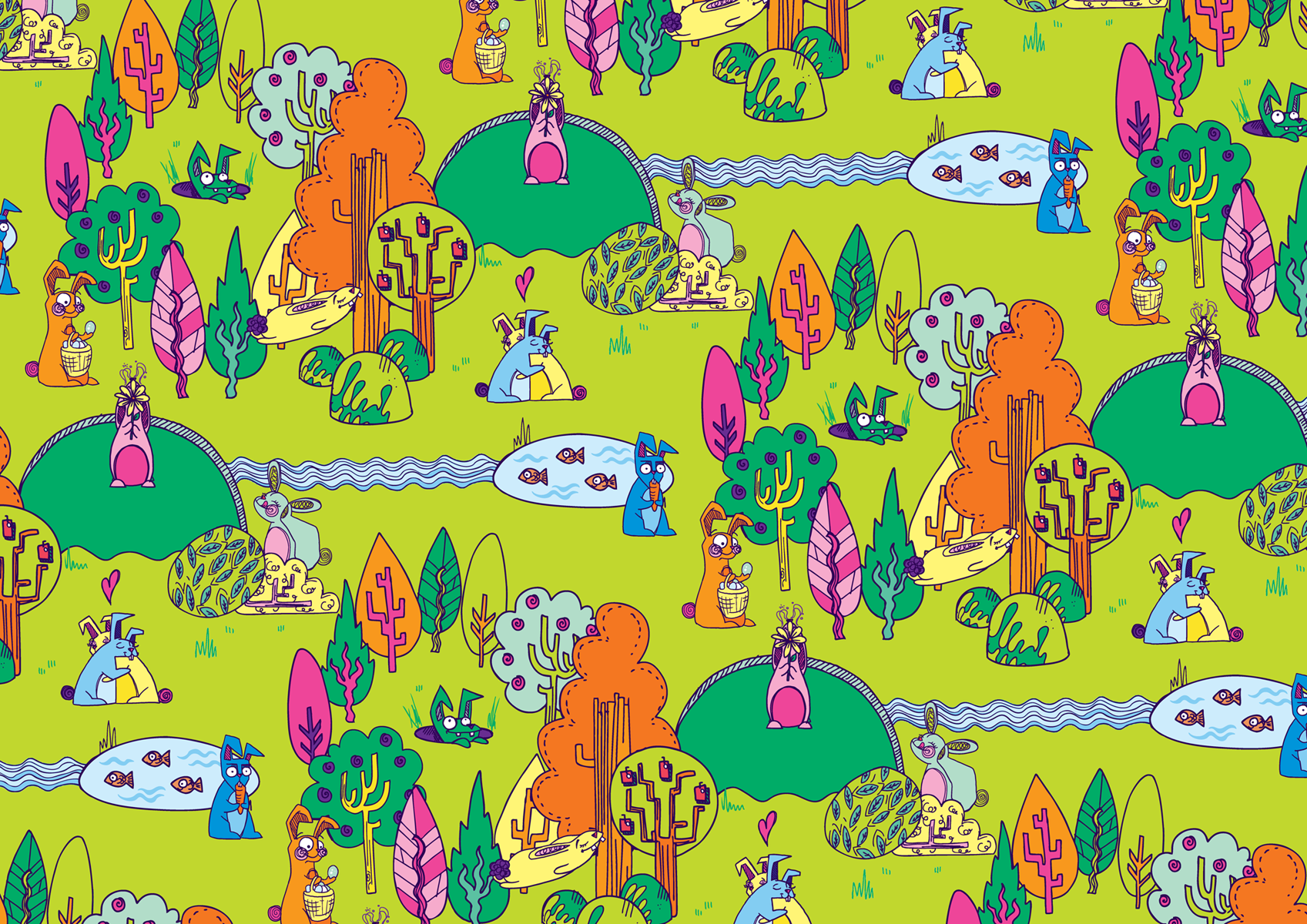 Wonderland Woods Bunnyland Wallpaper from Babbles World