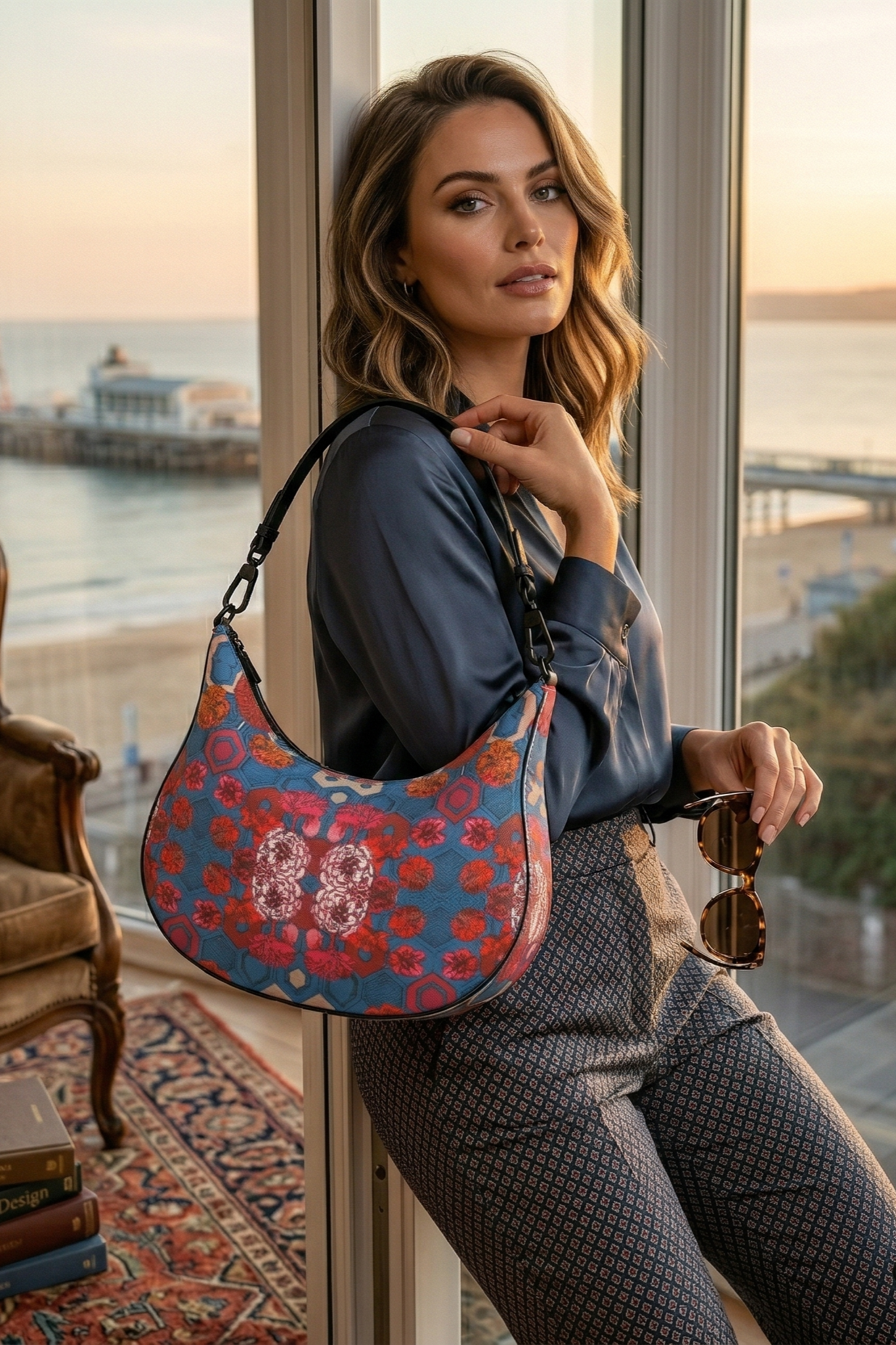 Genuine Nappa Leather Midnight Bloom Bag