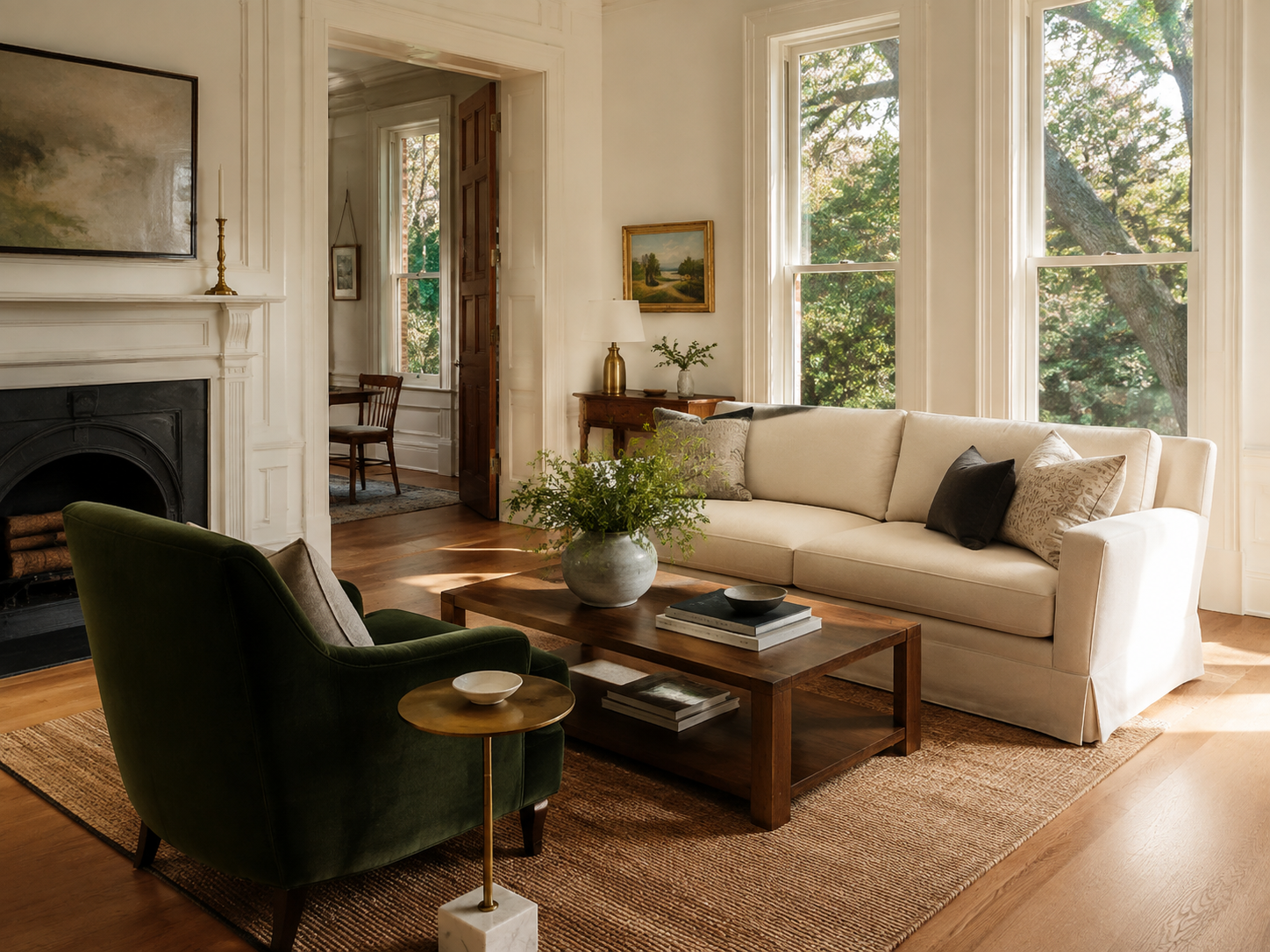 Prepared Southern living room positioned for home sale