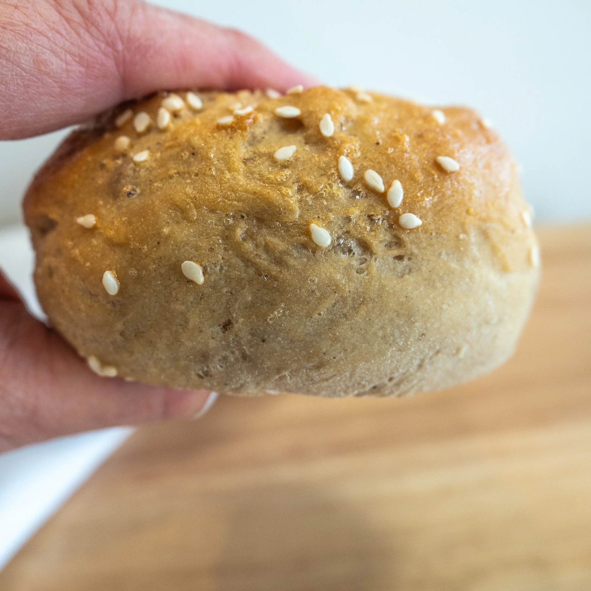 Hand squeezing soft bun