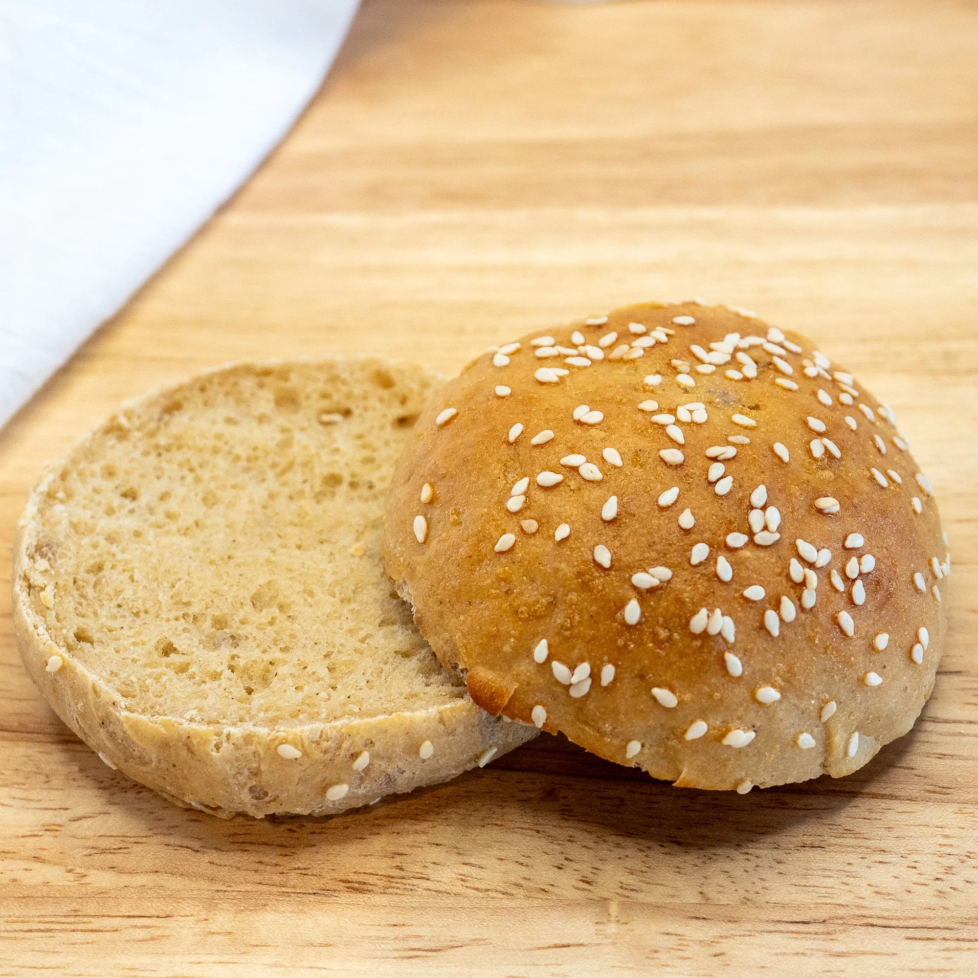 Sandwich roll bun split horizontally