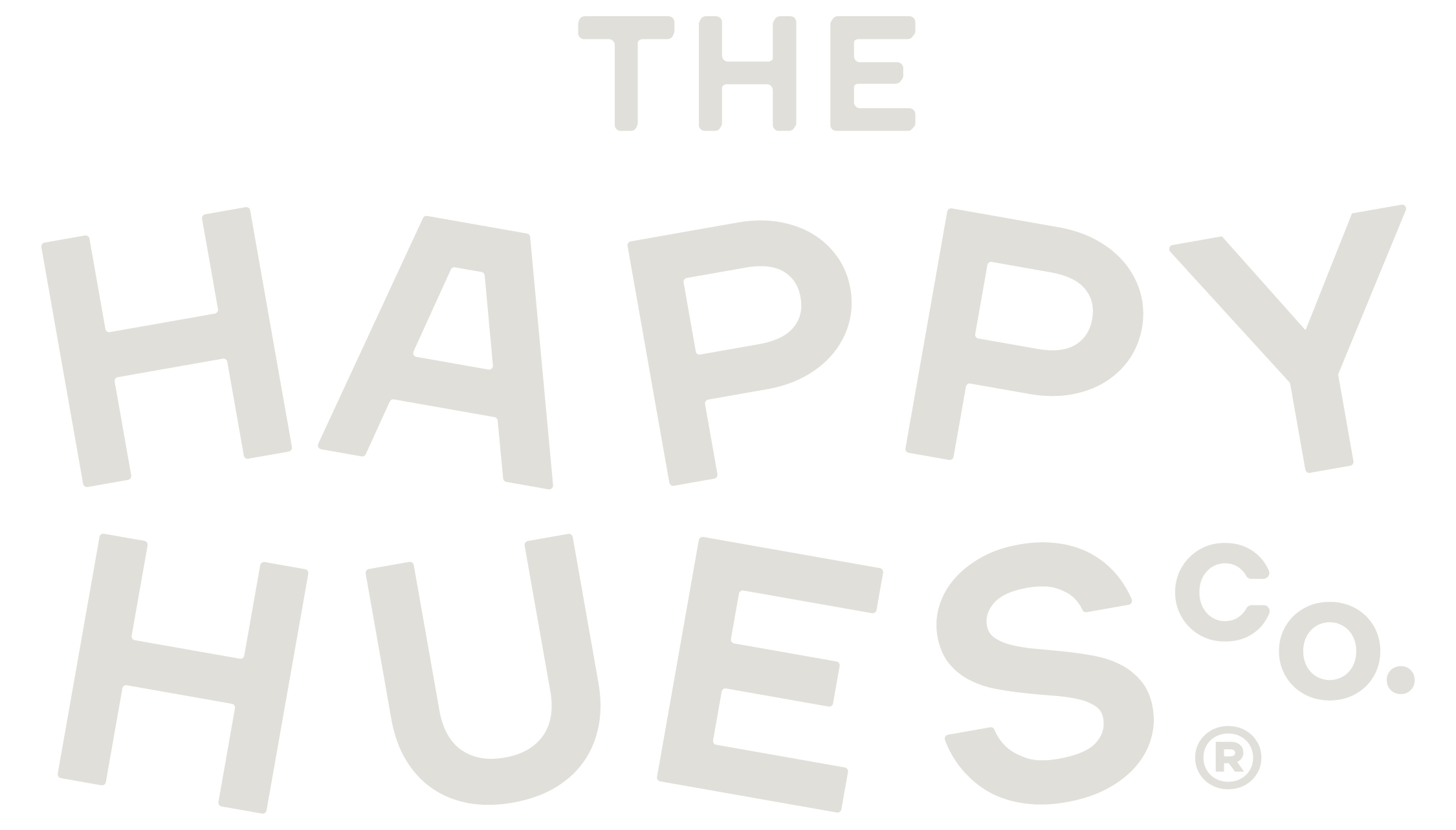 Text reading 'The Happy Hues Co.' in gray on a black background.