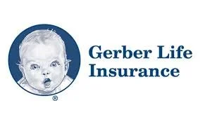 Gerber Life Insurance logo featuring a baby's face in a blue circle with the company name
