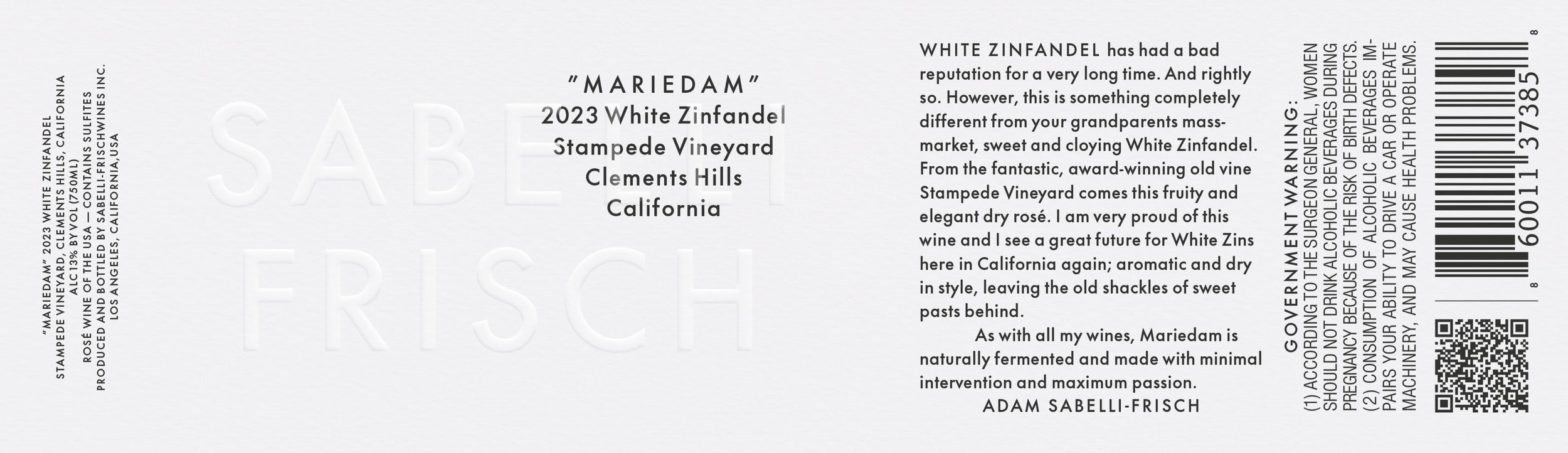 Sabelli Frisch label artwork for Mariedam