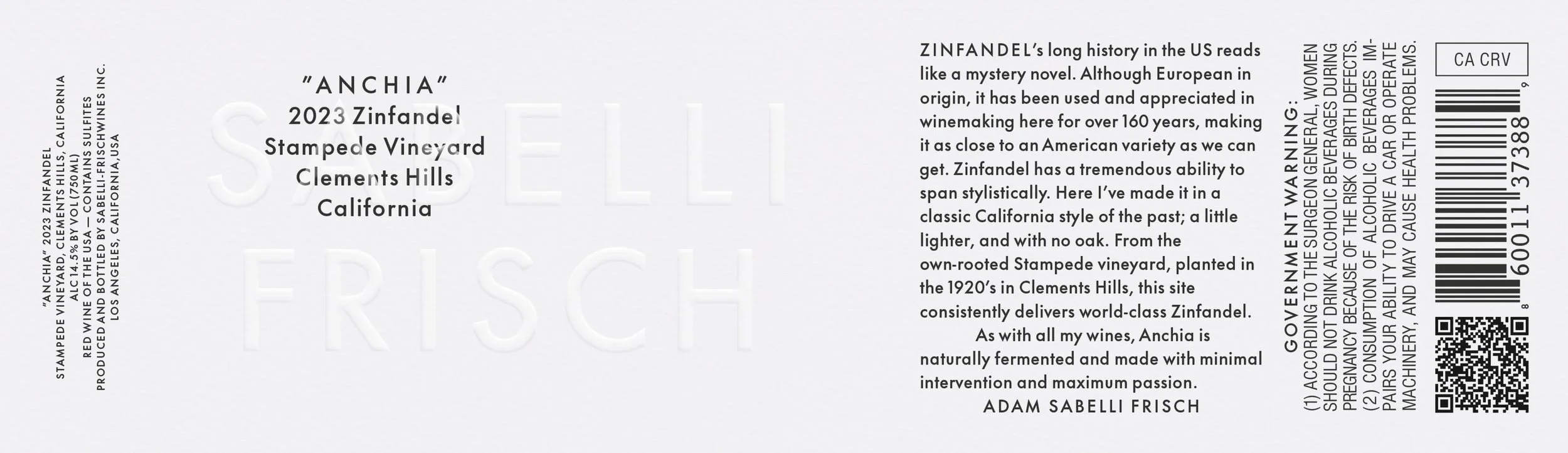 Sabelli Frisch label artwork for Anchia