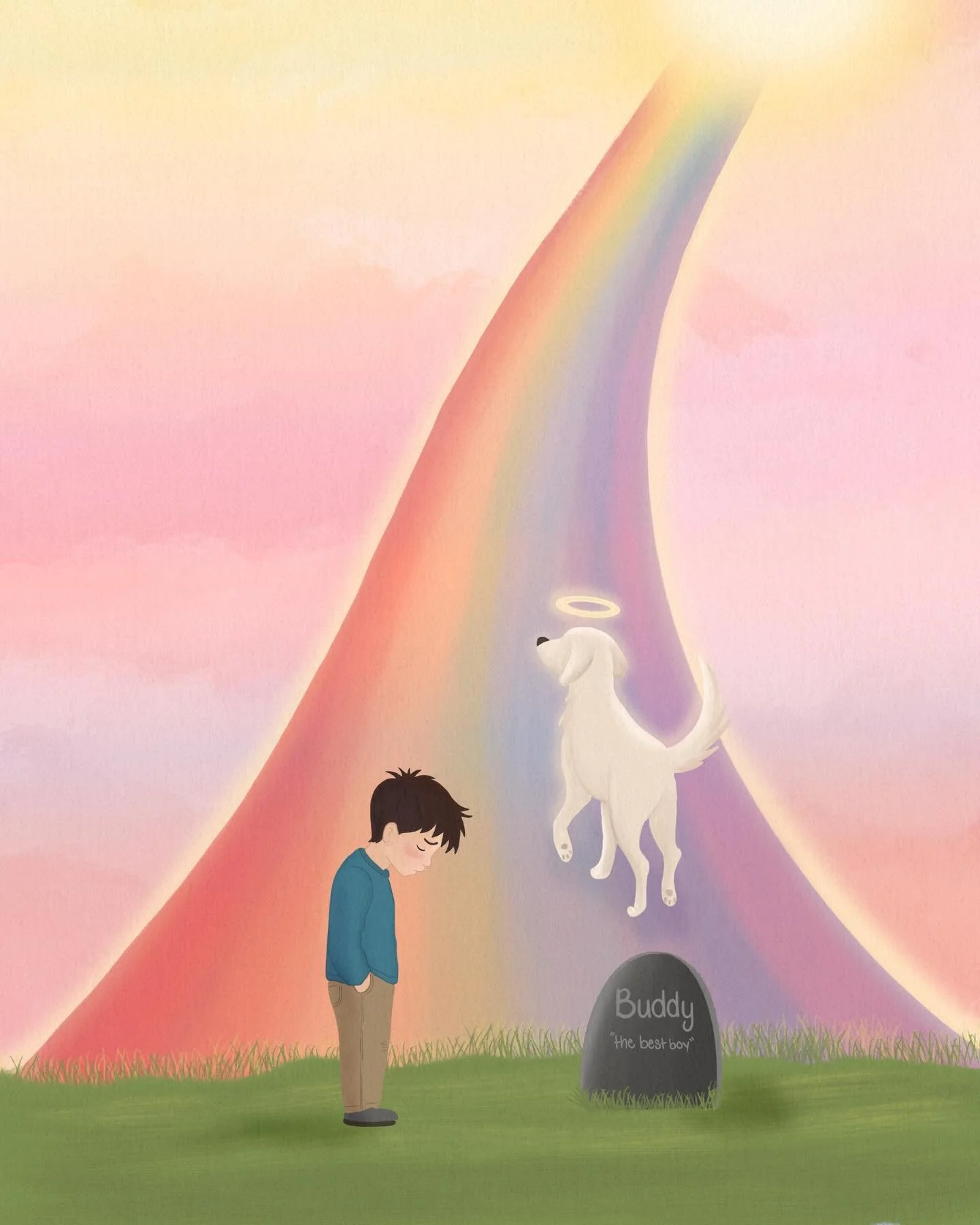 This month&rsquo;s SCBWI topic &ldquo;tough topics&rdquo; represented by pet loss and grief. 

It can be a very hard thing to explain to children, but I always felt comfort in thinking about the rainbow bridge and the wonderful place our loved pets w