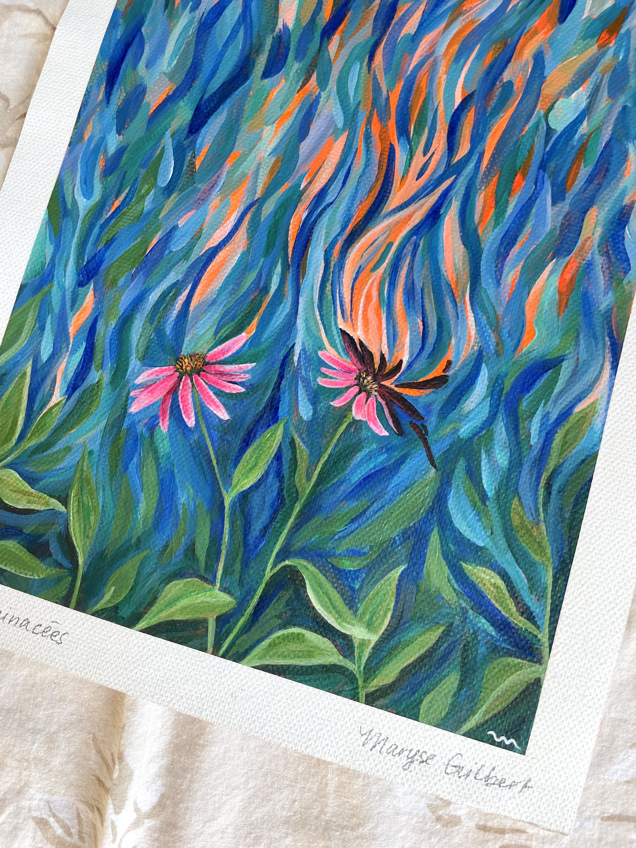 Duo d'échinacées - œuvre originale