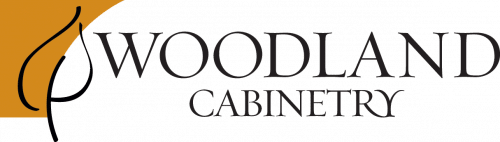 Woodland Cabinetry logo with stylized tree and black text