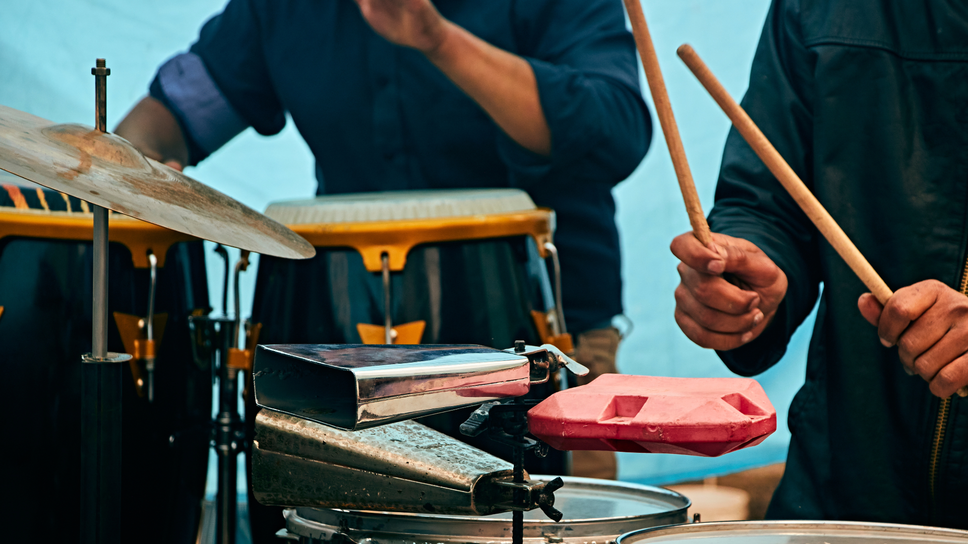 Two percussionists jamming