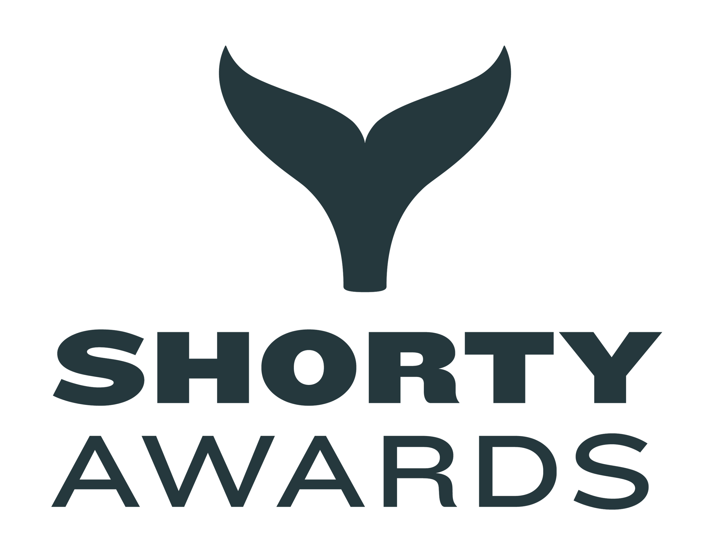 Logo for Shorty Awards featuring a whale tail graphic above the words "Shorty Awards" in bold letters.