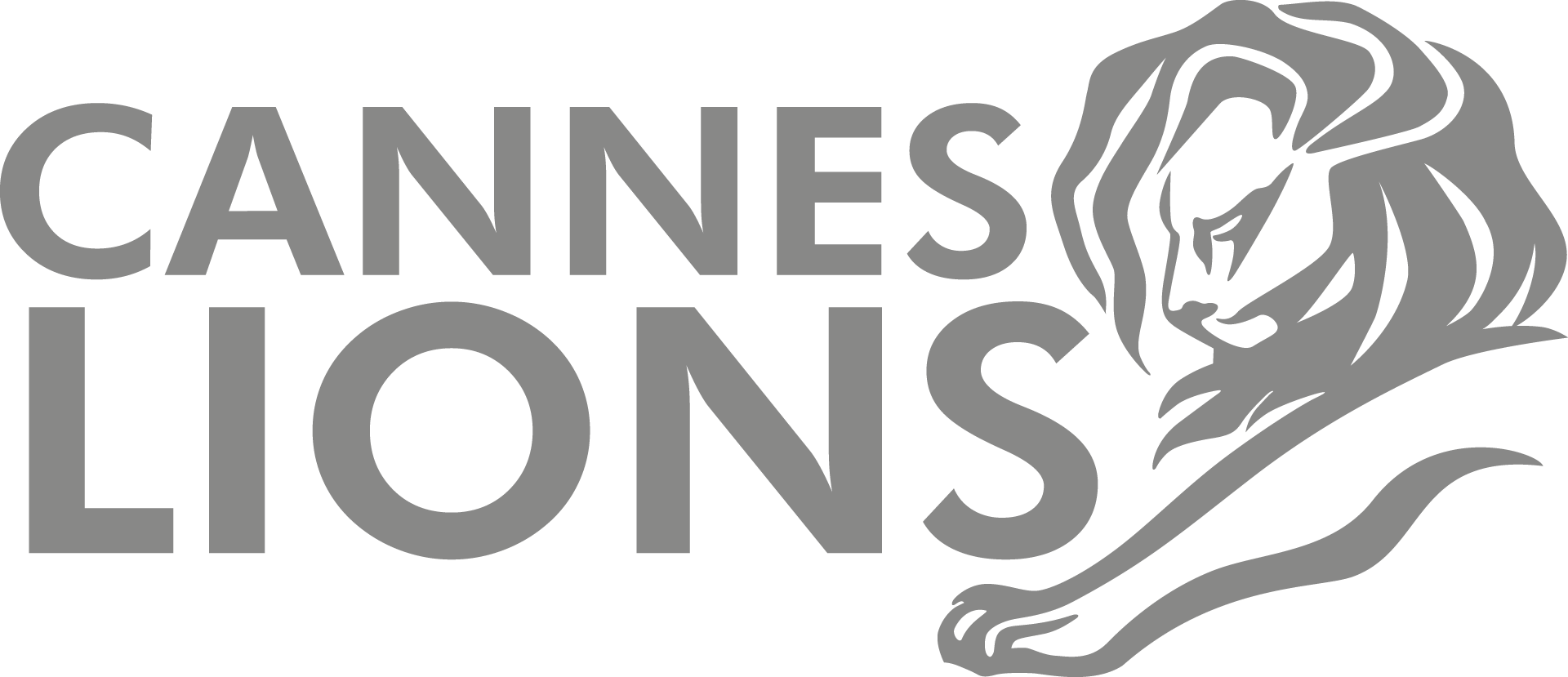 Cannes Lions logo with a stylized lion's head in gray.