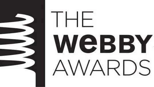 Logo for the Webby Awards with black and white design and stylized web icon.