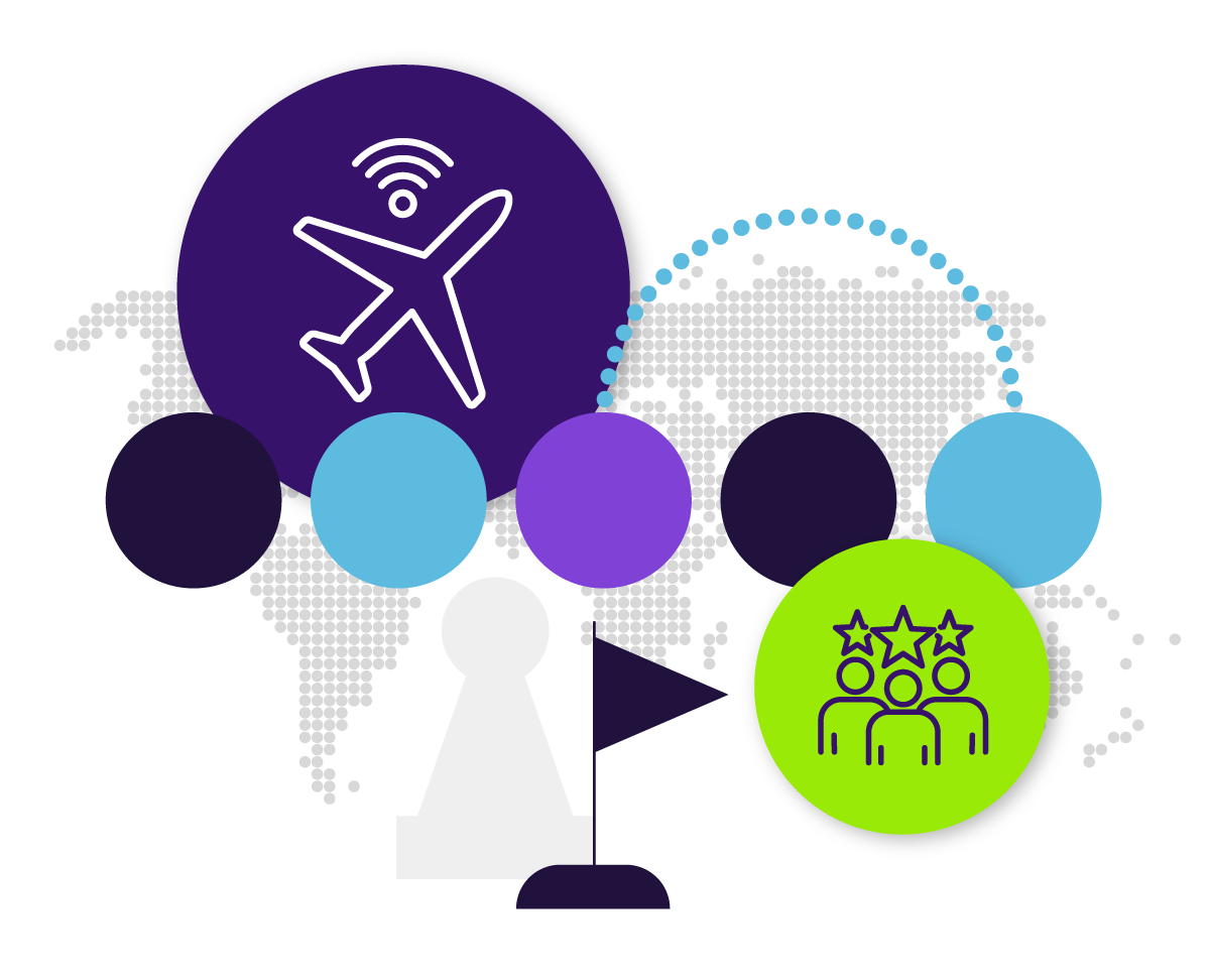 Product image with aeroplane and personal improvement icon