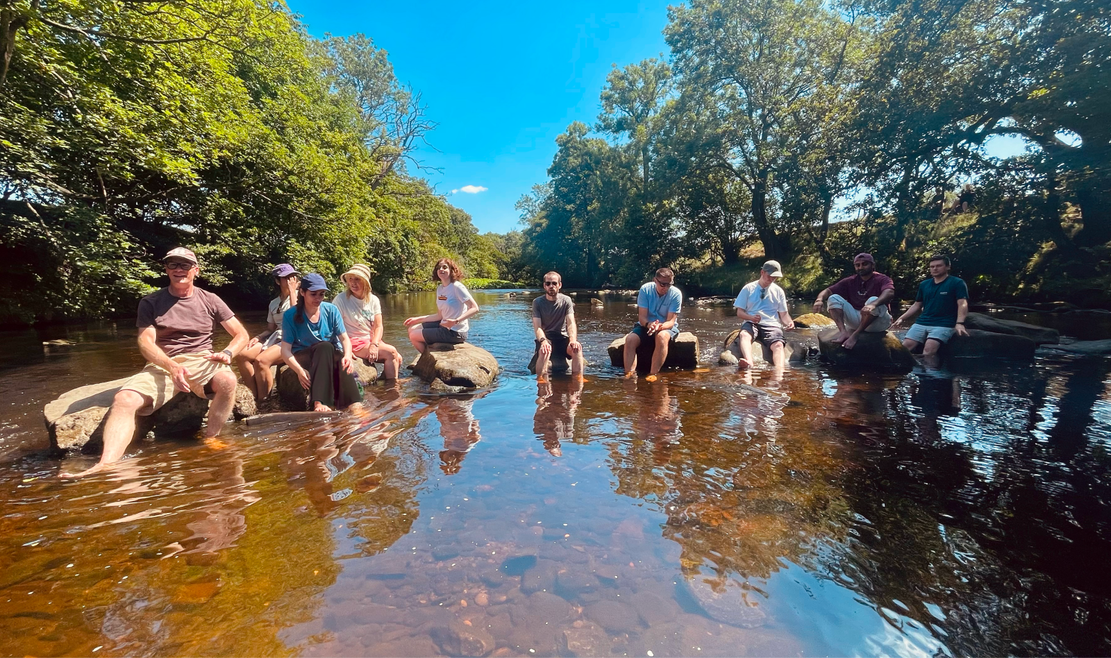 Team Wellness Day cooling off in river