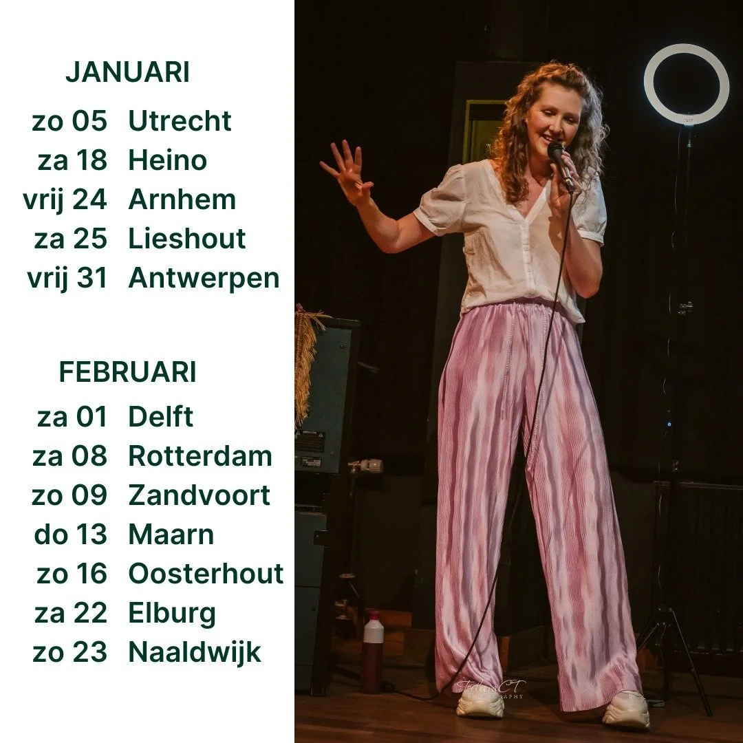 2025 let's go! Ik mag weer lekker het hele land door. En ik ga deze maand zelfs internationaal😮

Op de ene plek probeer ik mijn nieuwe grappen uit (Stand-up) en op andere plekken speel ik mijn hele voorstelling. 

Utrecht @comedyhuis (Stand-up)
Hein