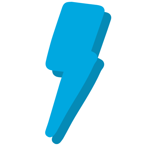 Blue lightning bolt icon.
