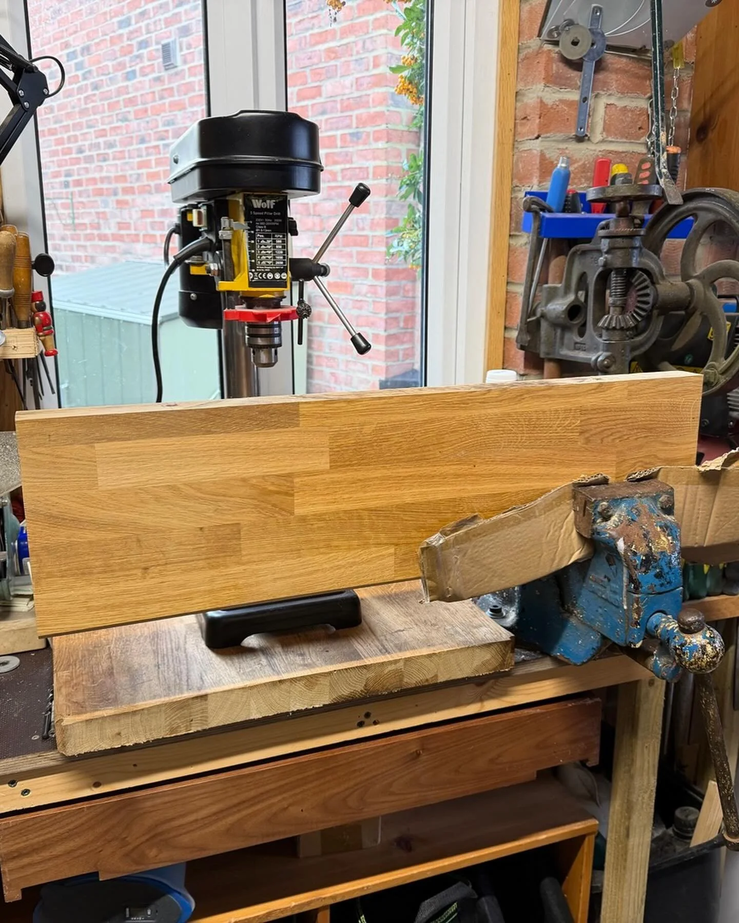 Cut, stained and holes drilled for some oak floating shelves ready for fitting tomorrow!