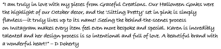 A handwritten quote about Halloween decor and the behind-the-scenes process of creating it, emphasizing love, craftsmanship, and creativity.