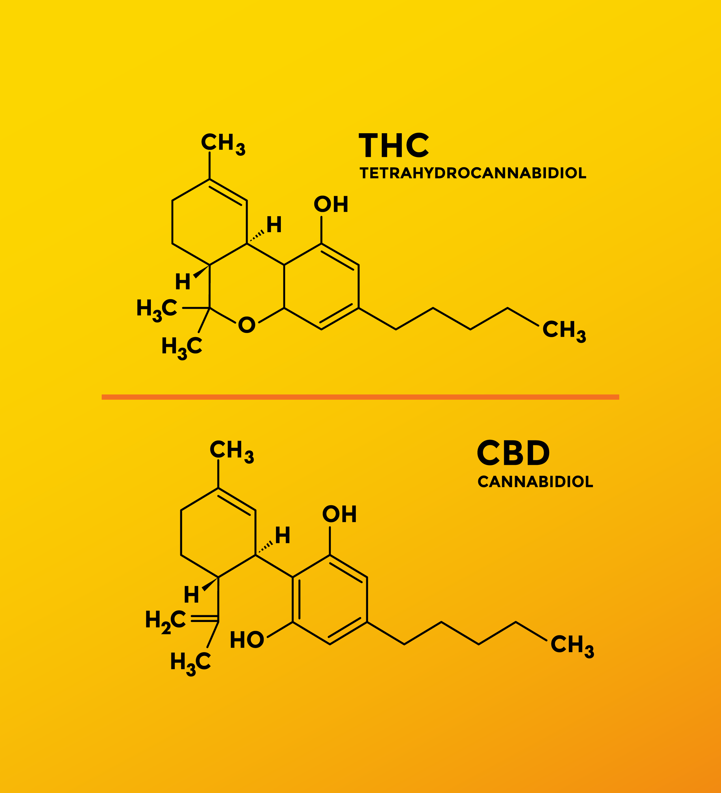 Visualization of the chemical compounds THC and CBD