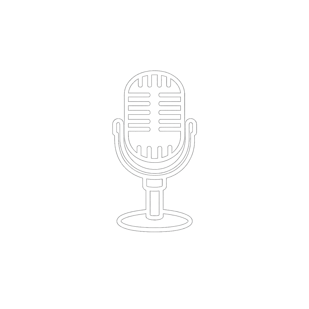 Icon of a vintage microphone in a circle.