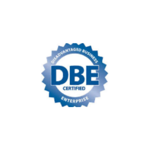 DBE Certified logo with a blue circular badge design