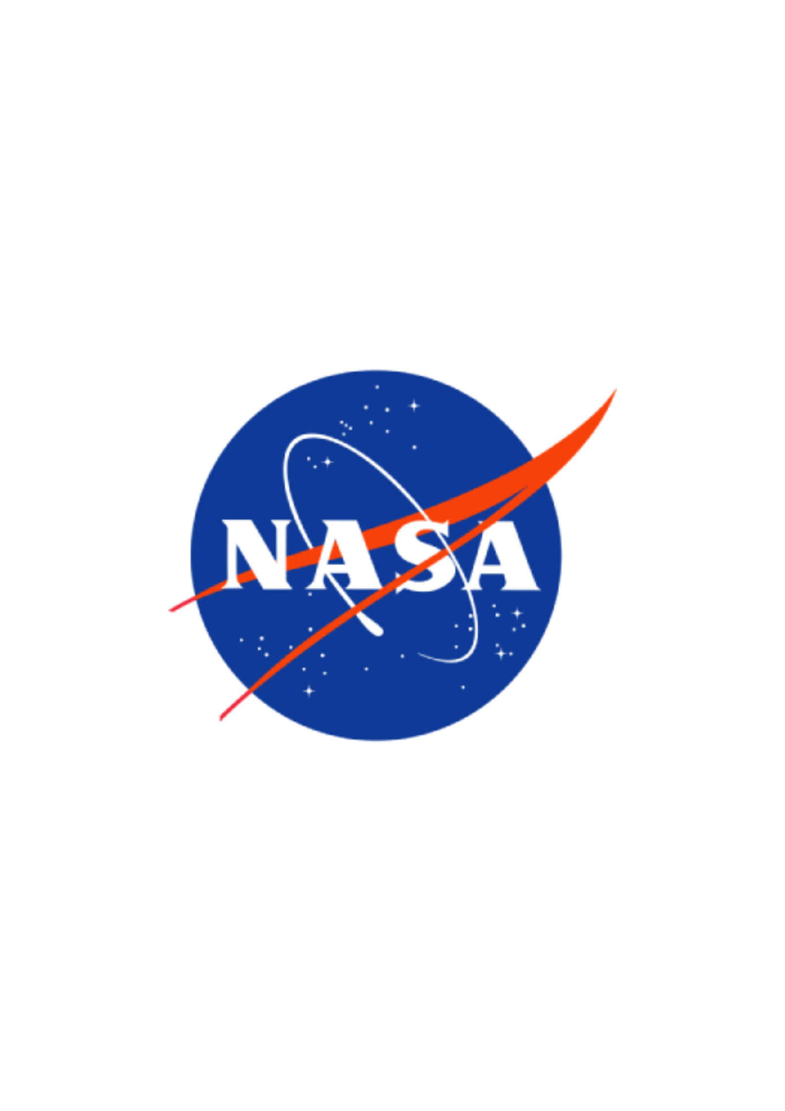 NASA logo with blue circle, white stars, and red swoosh.