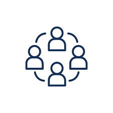 Icon of five people connected in a circle, symbolizing teamwork or community.