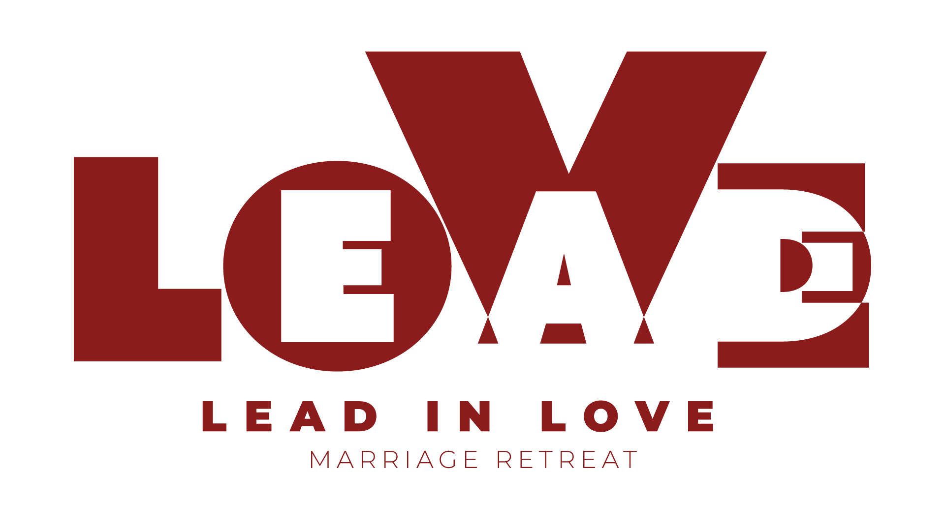 Logo for Lead in Love Marriage Retreat featuring the word 'LOVE' with the letter V stylized as a large red checkmark, and the text 'LEAD IN LOVE MARRIAGE RETREAT' below.