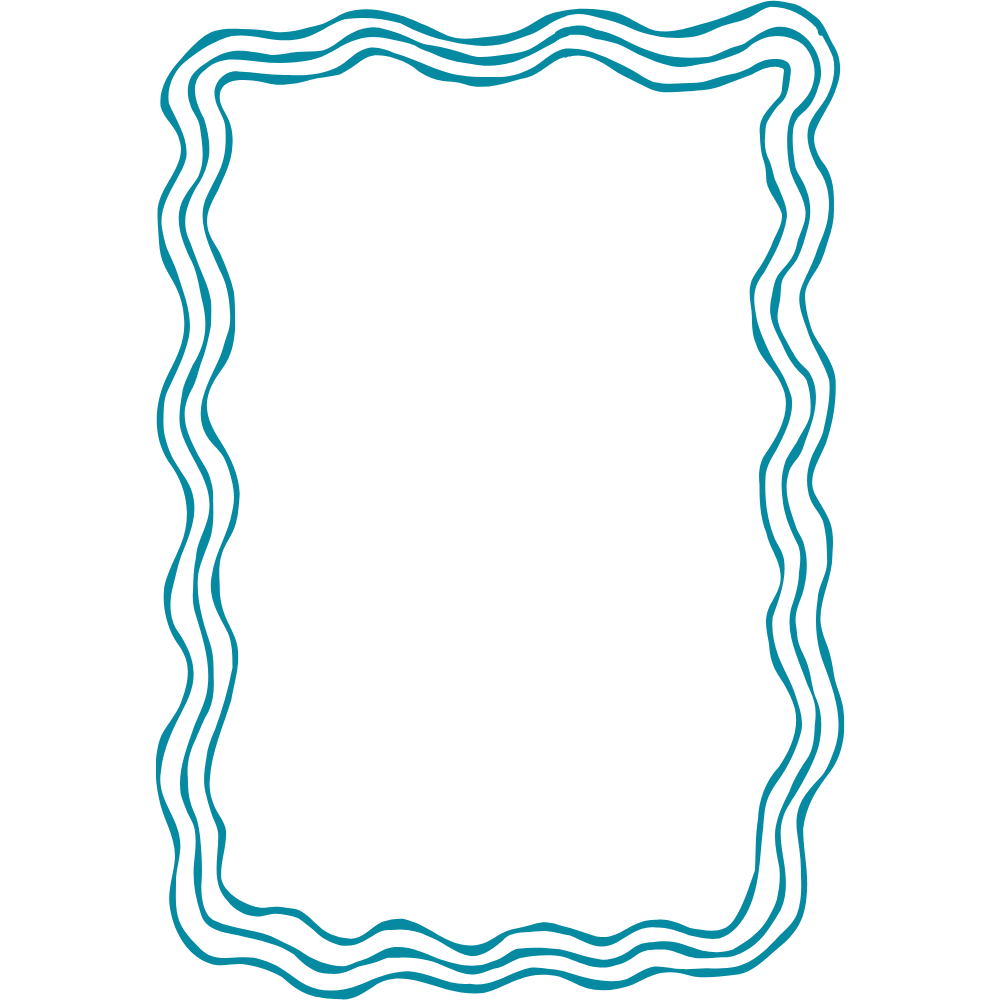 A digital illustration of a rectangular frame with wavy blue borders on a black background.