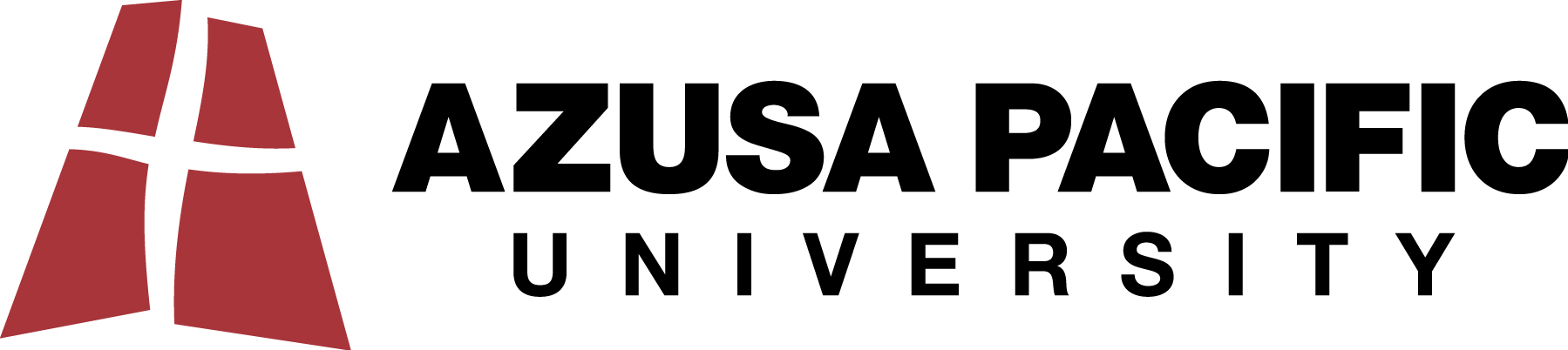 Logo of Azusa Pacific University featuring stylized red and white abstract letter 'A' and black text.