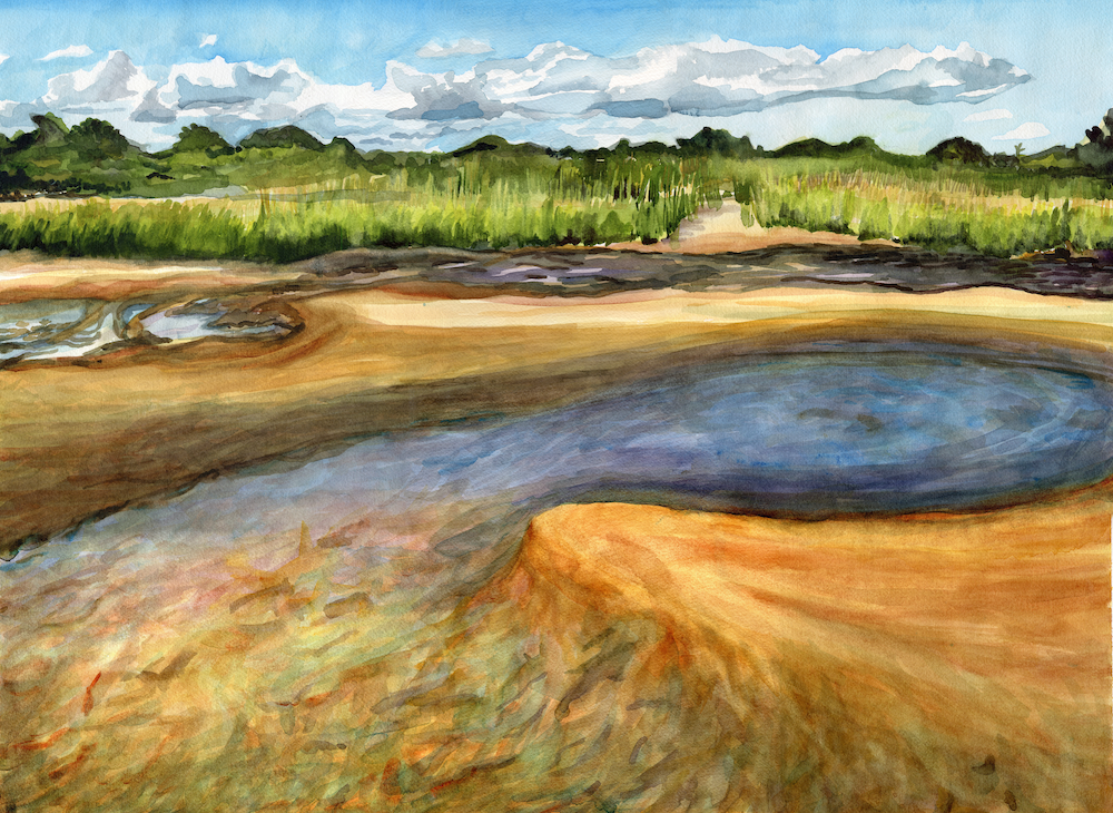 Red Beach / watercolor on paper / 24 x 30 / 2024