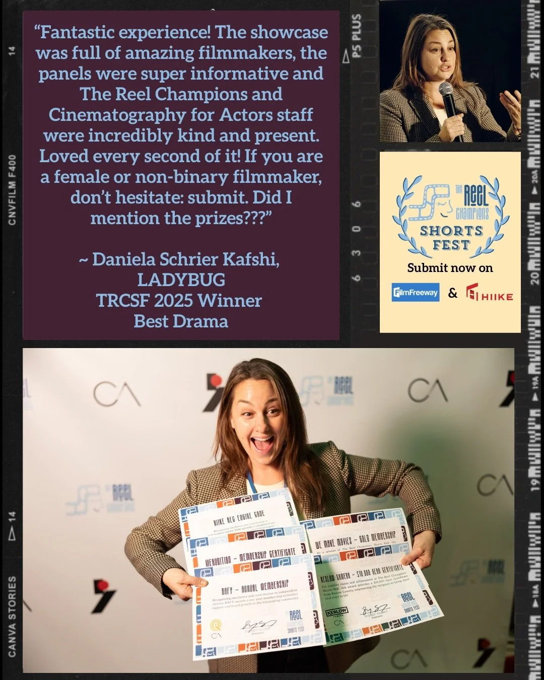 🚨Tomorrow is our FINAL deadline to submit to TRC Shorts Fest🚨

We&rsquo;ll be hosting the The Reel Champions Shorts Festival October 24-25, 2026 in Los Angeles 🥳🎥🎞️

Thank you, Daniela Schier Kafshi, for the kind words 💗

Submission links are i