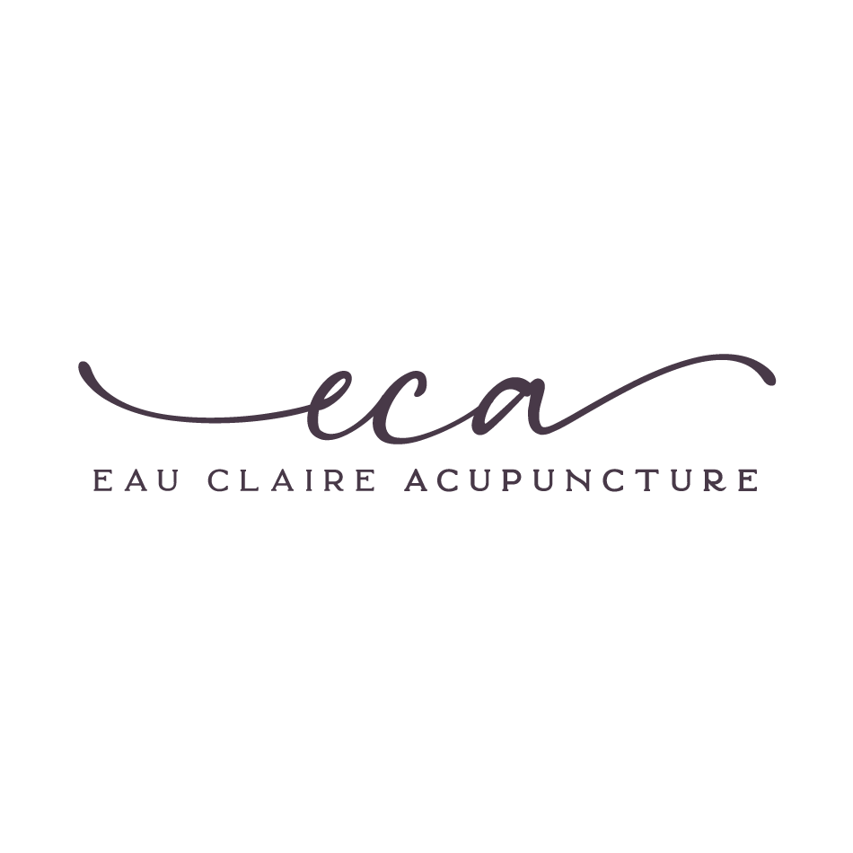 Logo with the text 'eca' in cursive and 'Eau Claire Acupuncture' below in smaller font.