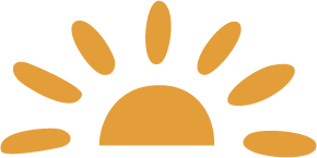 Simple graphic of a sun with rays extending outward.